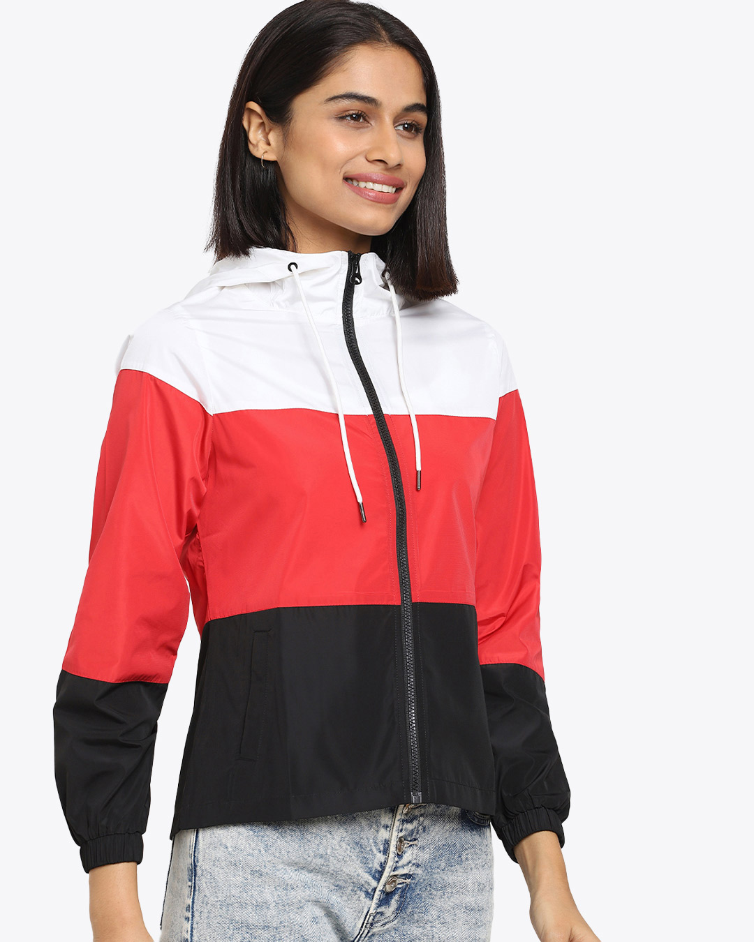 Shop Women's Multicolor Color Block Windcheater jacket-Back
