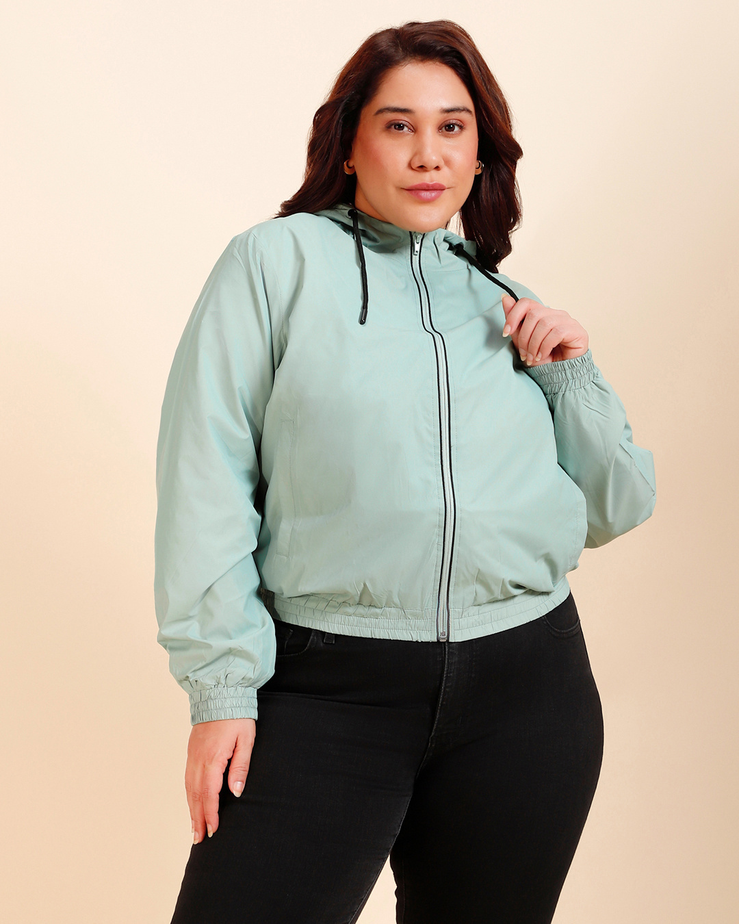 Shop Women's Cool Mint Plus Size Windcheater Jacket-Back