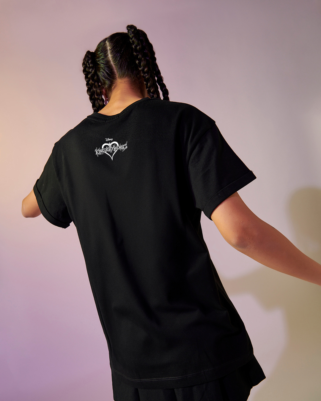 Shop Women's Black Team Hearts Graphic Printed Boyfriend T-shirt-Back