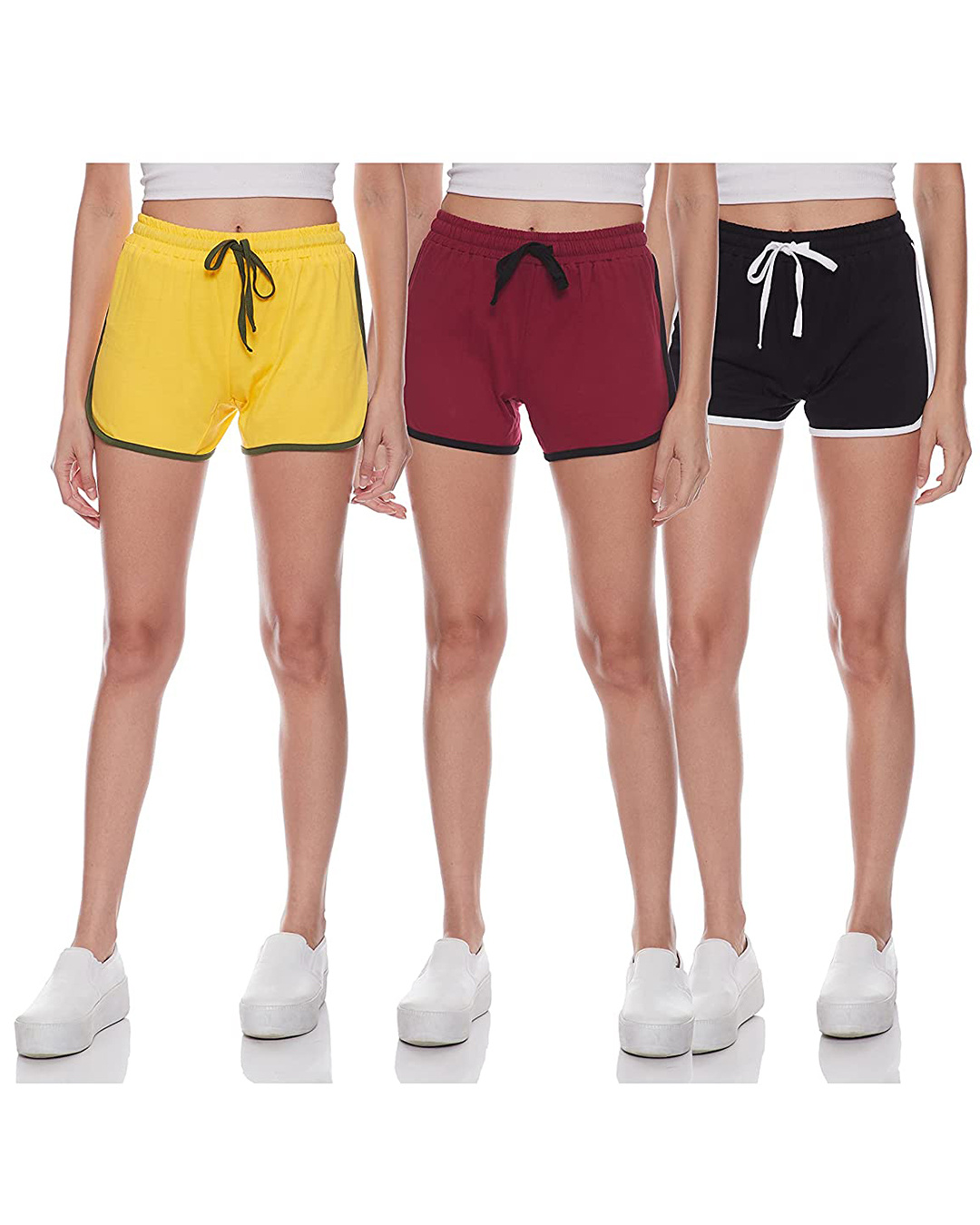 Buy Women's Cotton Yoga Shorts (Pack of 3) for Women Black Online at Bewakoof