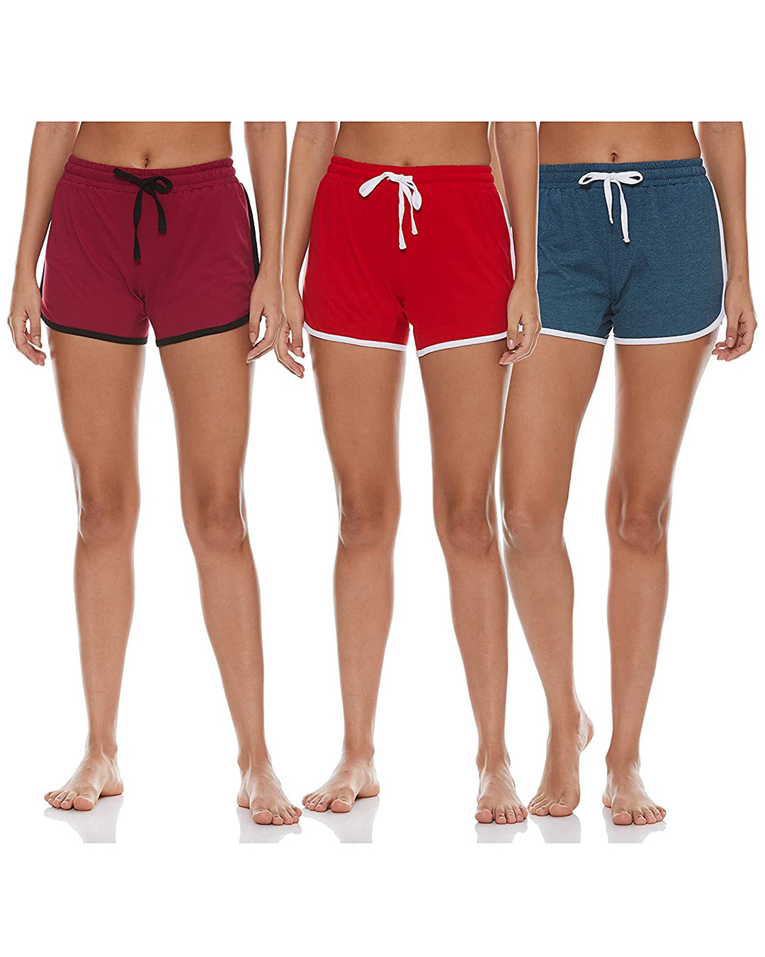 Buy Pack of 3 Women's Multicolor Cotton Yoga Shorts Online at Bewakoof