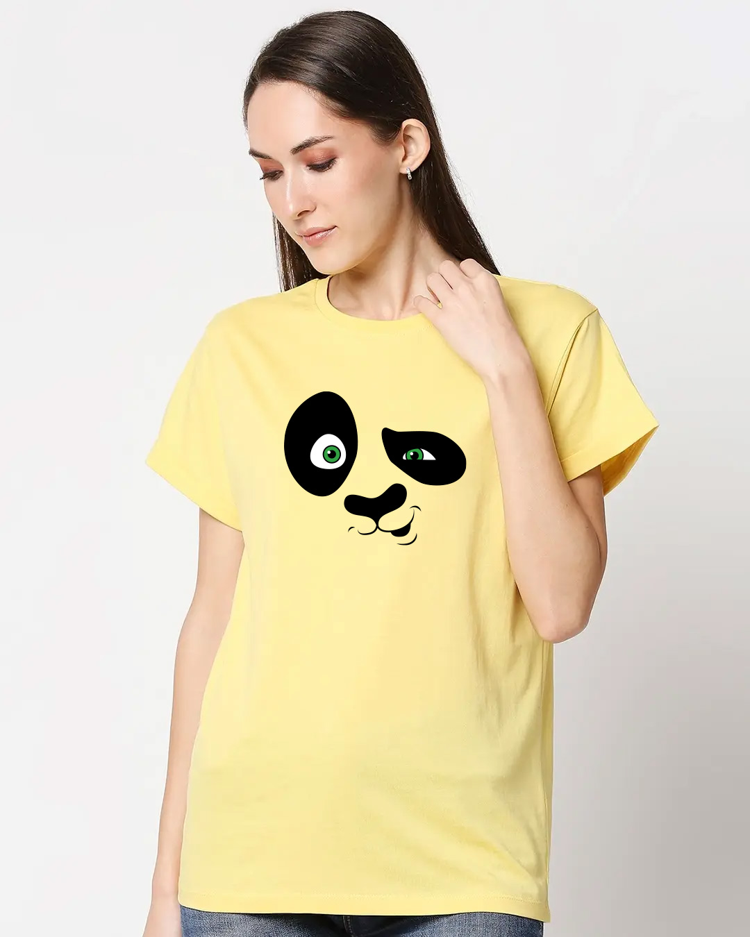 Shop Women's Crazy Panda Boyfriend T-Shirt-Back