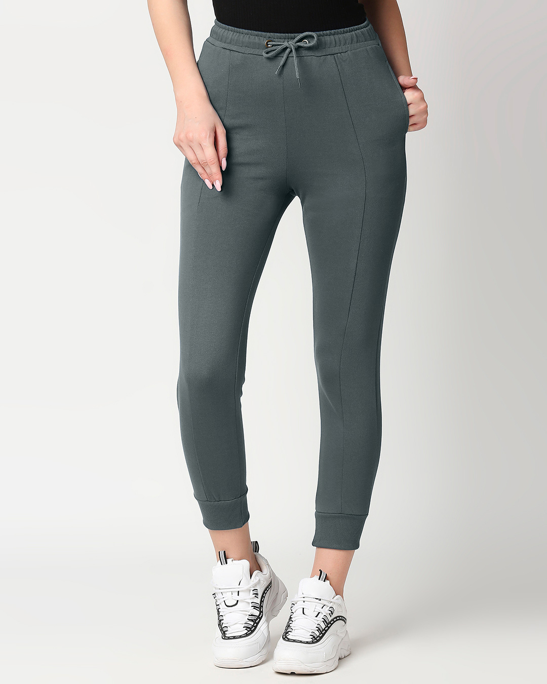 Shop Women's Grey Slim Fit Joggers-Back