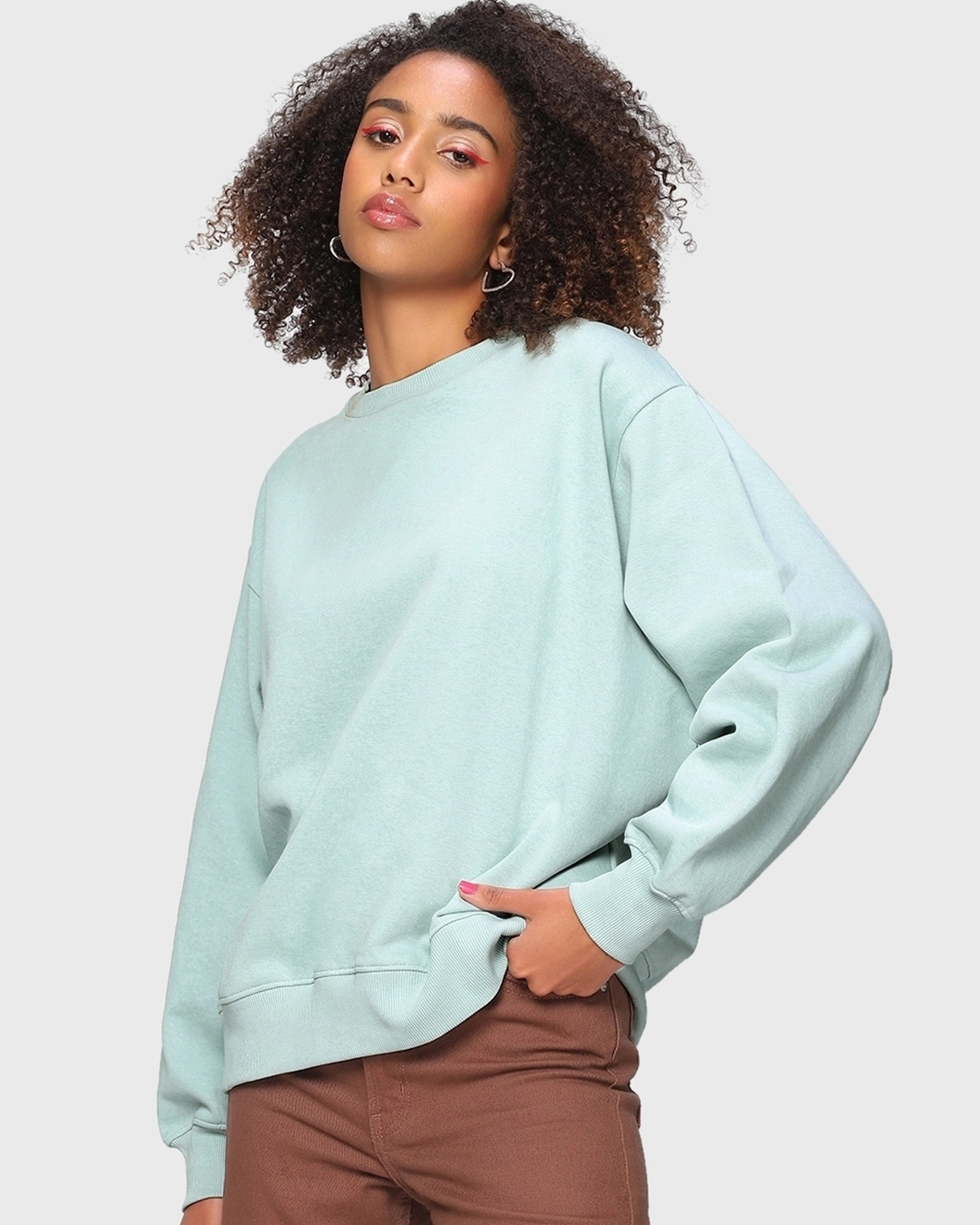 Shop Women's Cyan Super Loose Fit Plus Size Sweatshirt-Back