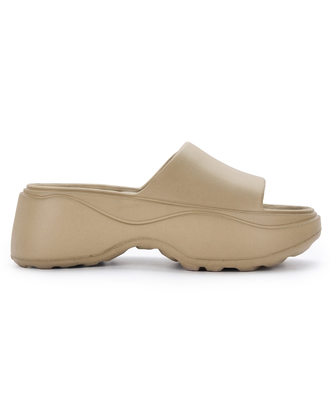 Shop Women's Dark Beige Platform Sliders-Back