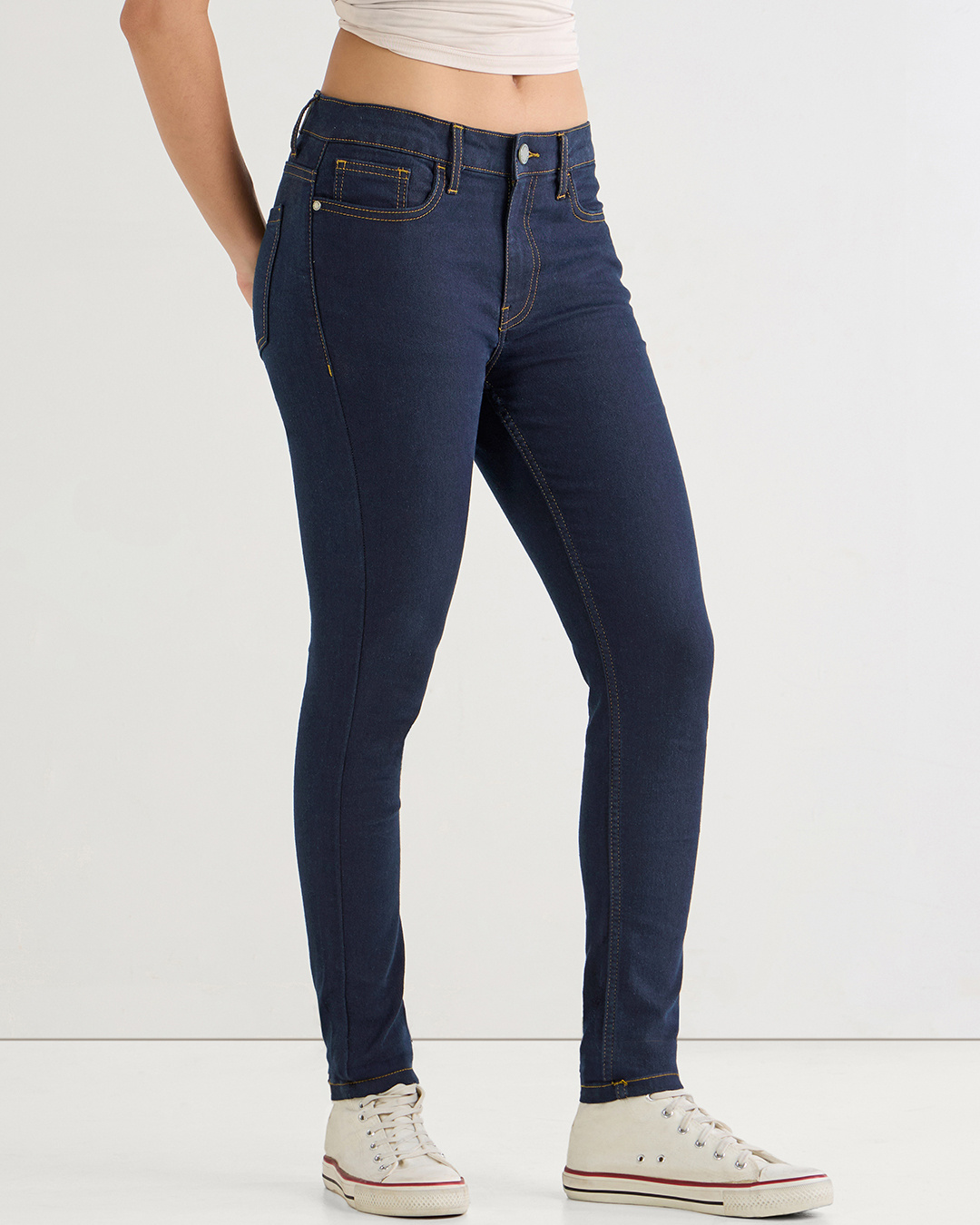 Shop Women's Dark Blue Skinny Fit Jeans-Back