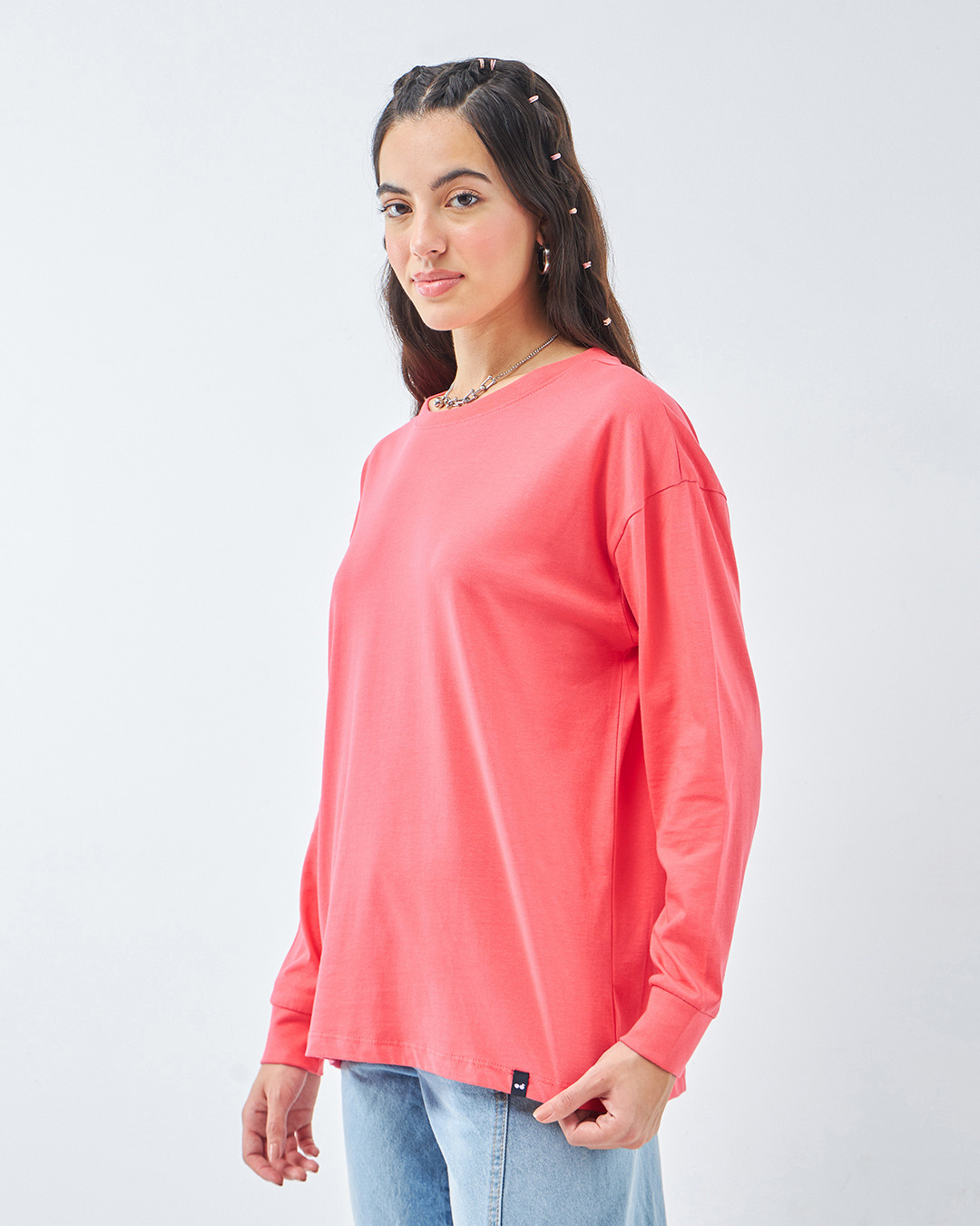 Shop Women's Deep Sea Coral Oversized T-shirt-Back
