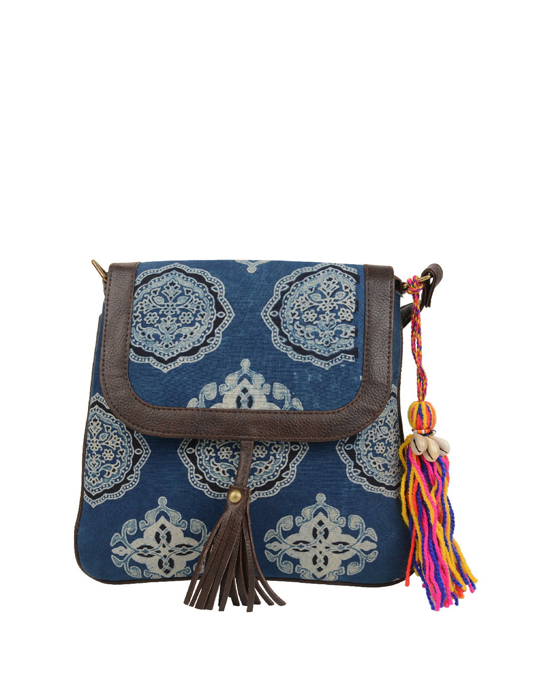 Blue cotton 2025 ethnic sling bag