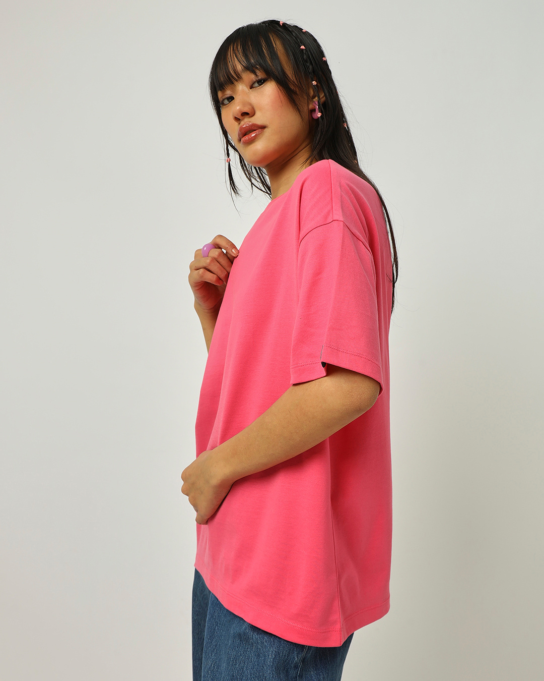 Shop Women's Fandango Pink Oversized T-shirt-Back
