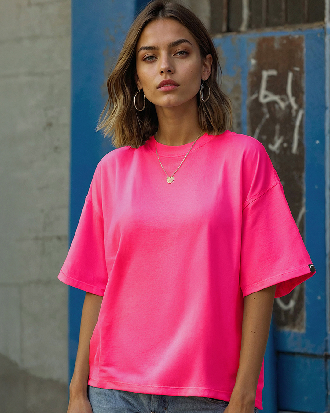 Woman'S Tshirt With Big Logo- Pink