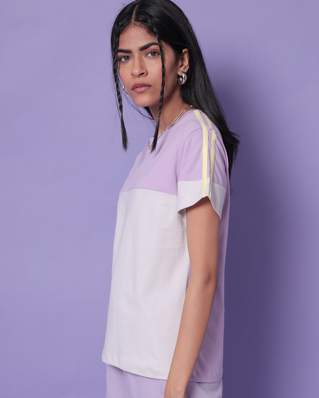 Shop Women's Feel Good Lilac Colorblock T-shirt-Back