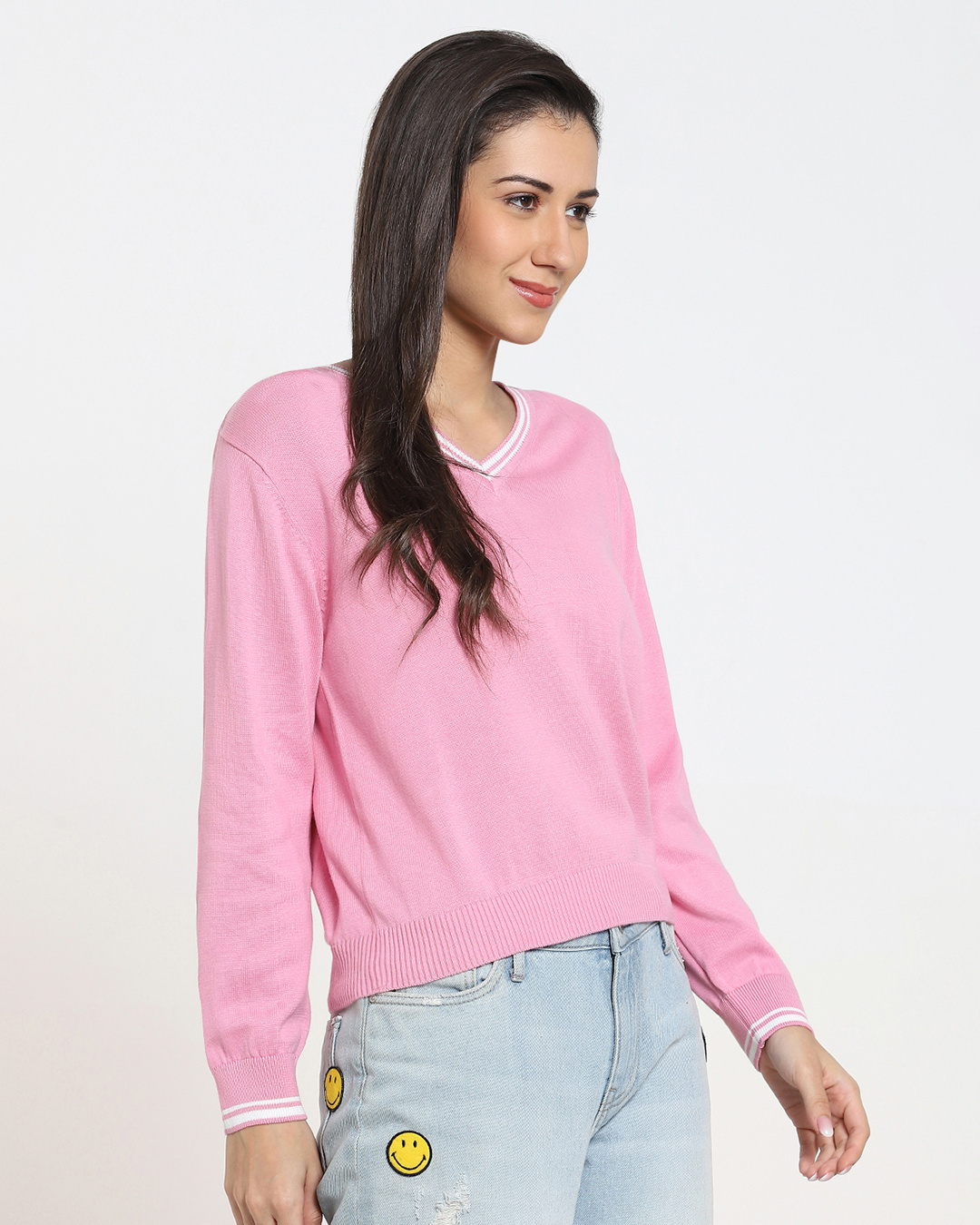 Shop Women's Flat Knit Pink Sweater-Back
