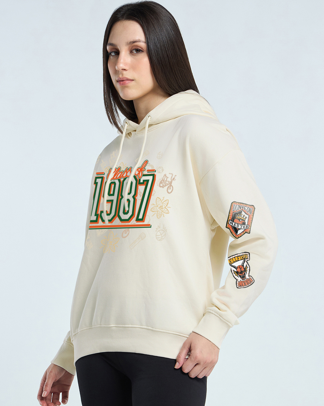 Shop Women's Gardenia Class Of 1987 Graphic Printed Oversized Hoodies-Back