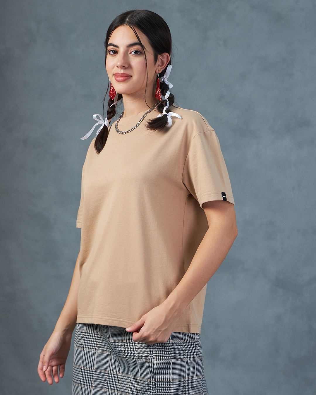Shop Women's Brown Oversized T-shirt-Back