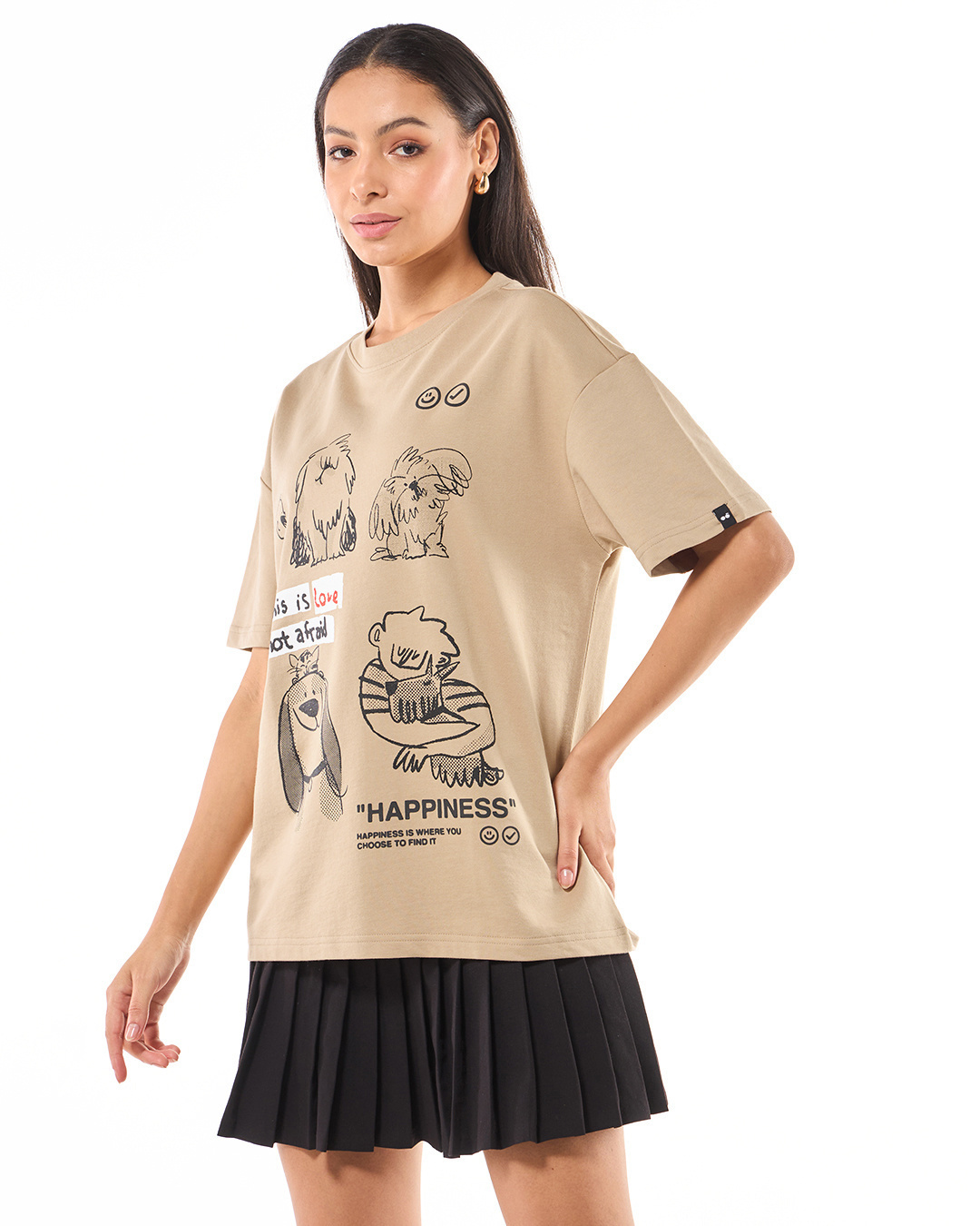 Shop Women's Ginger Root Happiness Graphic Printed Oversized T-shirt-Back