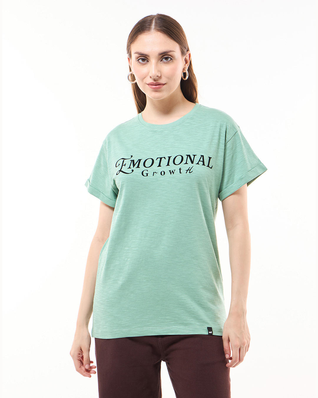 Shop Women's Granite Green Emotional Growth Graphic Printed Boyfriend T-shirt-Back