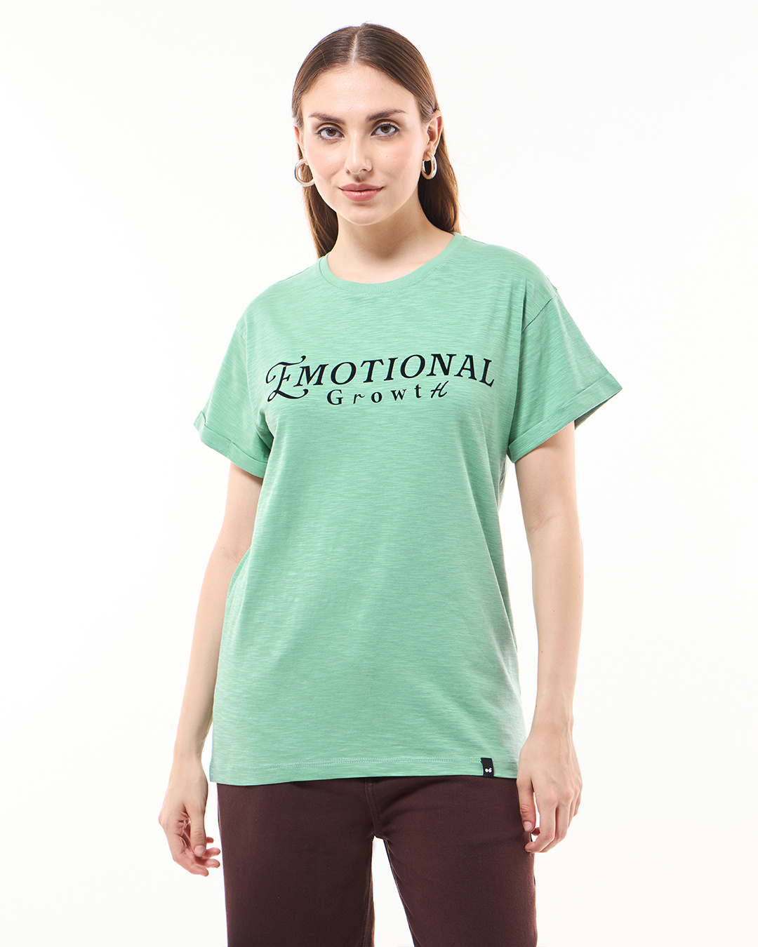 Shop Women's Granite Green Emotional Growth Graphic Printed Boyfriend T-shirt-Back