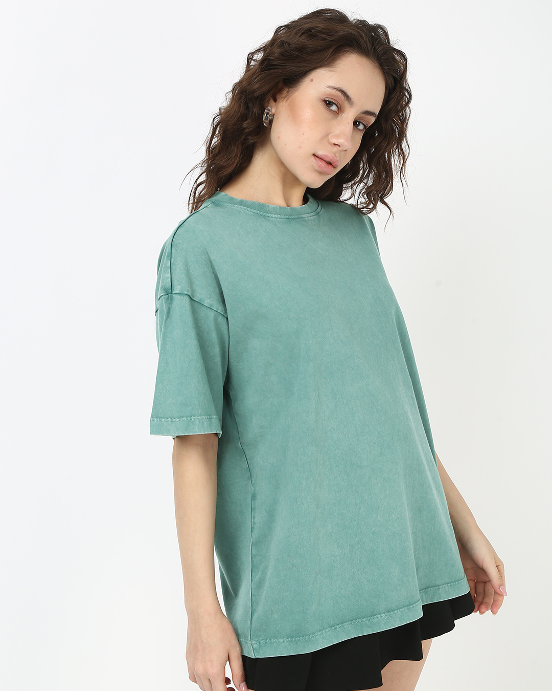 Shop Women's Granite Green Oversized Acid Wash T-shirt-Back