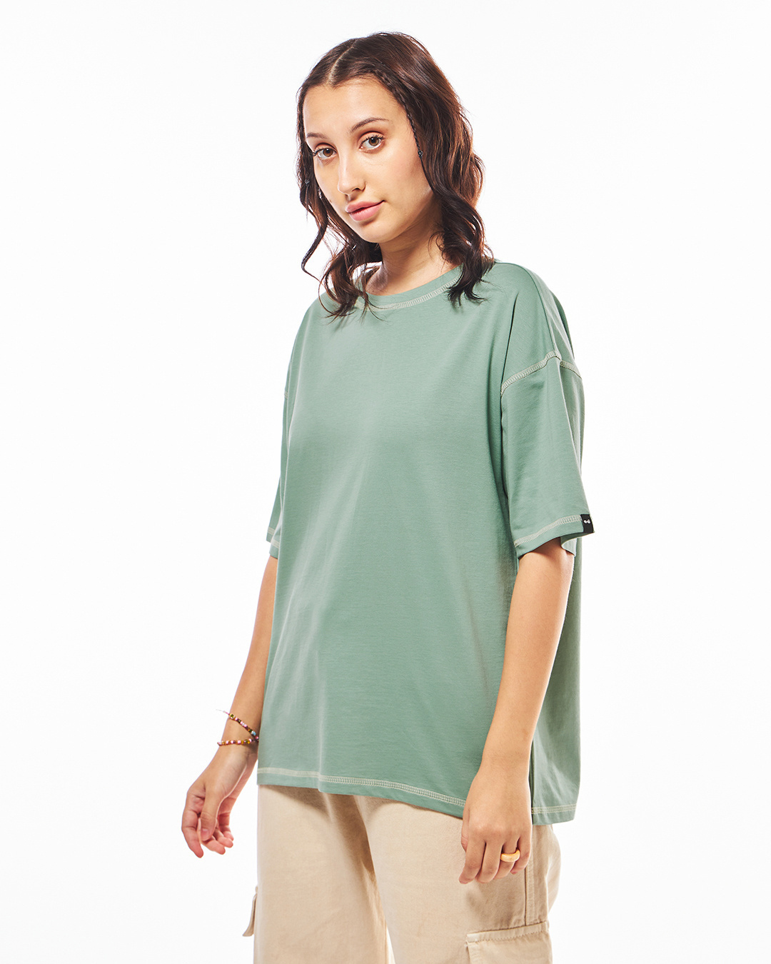 Shop Women's Granite Green Oversized T-shirt-Back