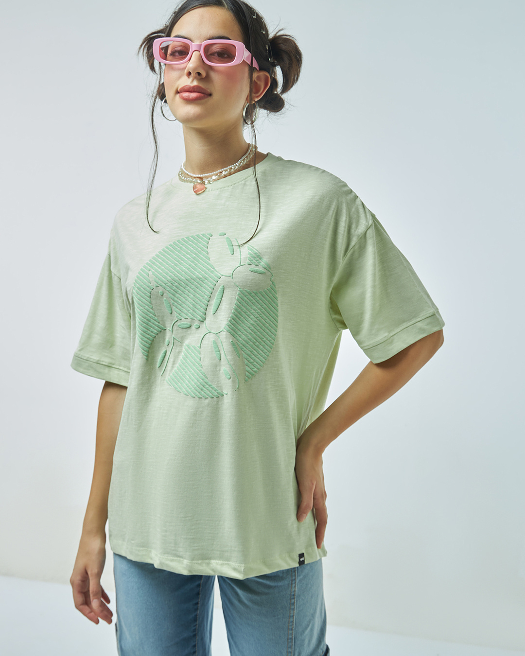 Buy Women's Green Air Ballon Graphic Printed Oversized T-shirt Online ...