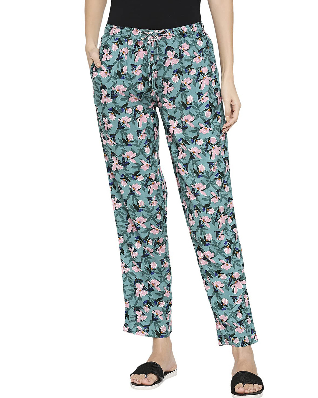 Buy Women's Green All Over Floral Printed Pyjamas Online in India at ...