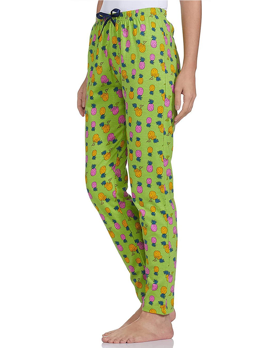 Shop Women's Green All Over Pineapple Printed Cotton Pyjamas-Back