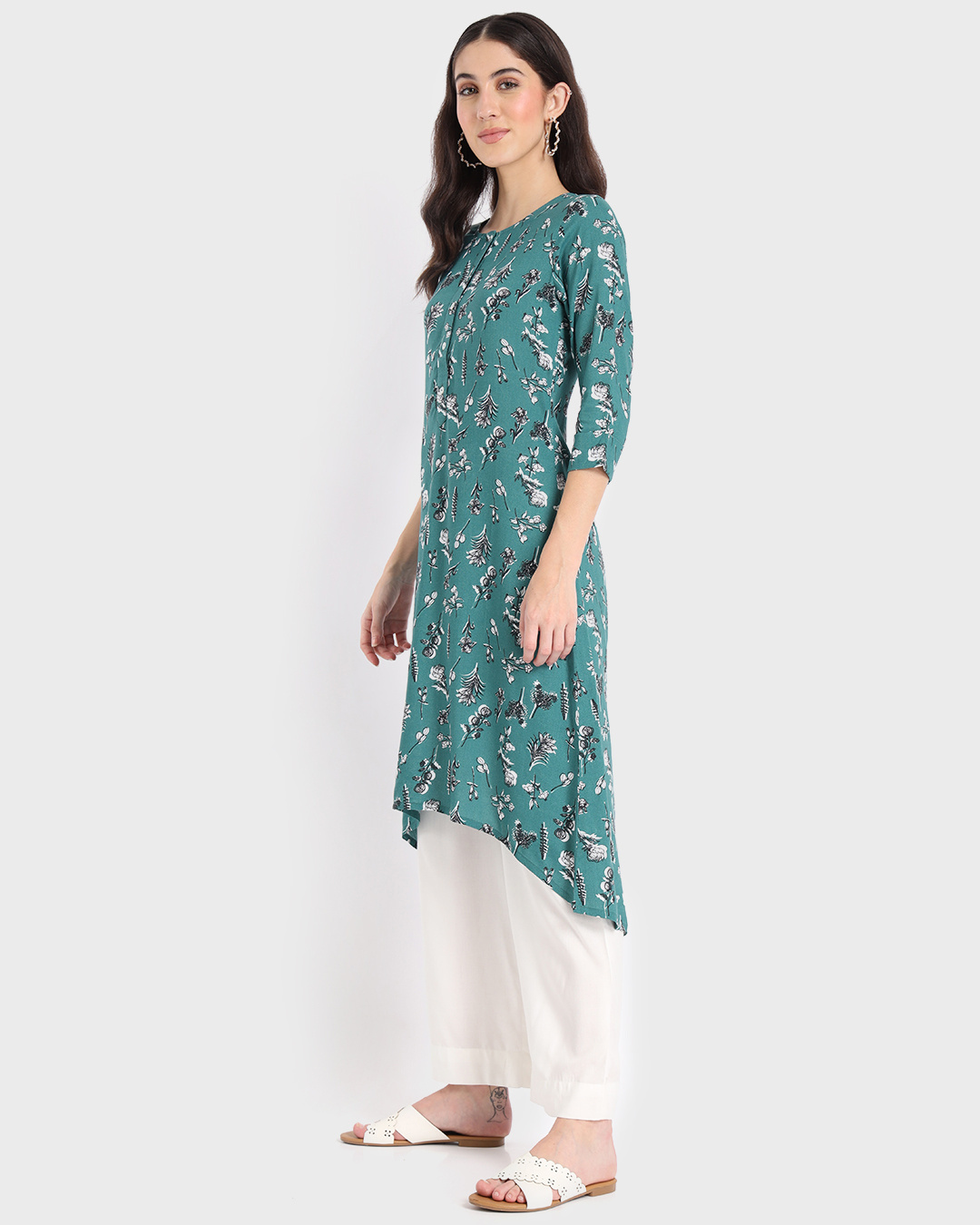 Shop Women's Green All Over Printed Kurta-Back