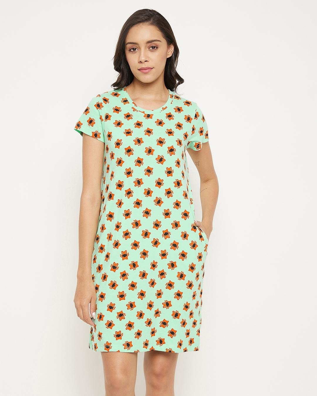 Buy Women's Green All Over Printed Night Dress Online in India at Bewakoof