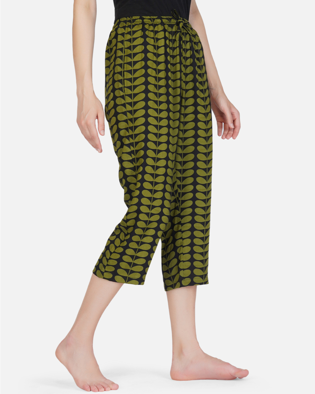 Shop Women's Green All Over Printed Rayon Capris-Back