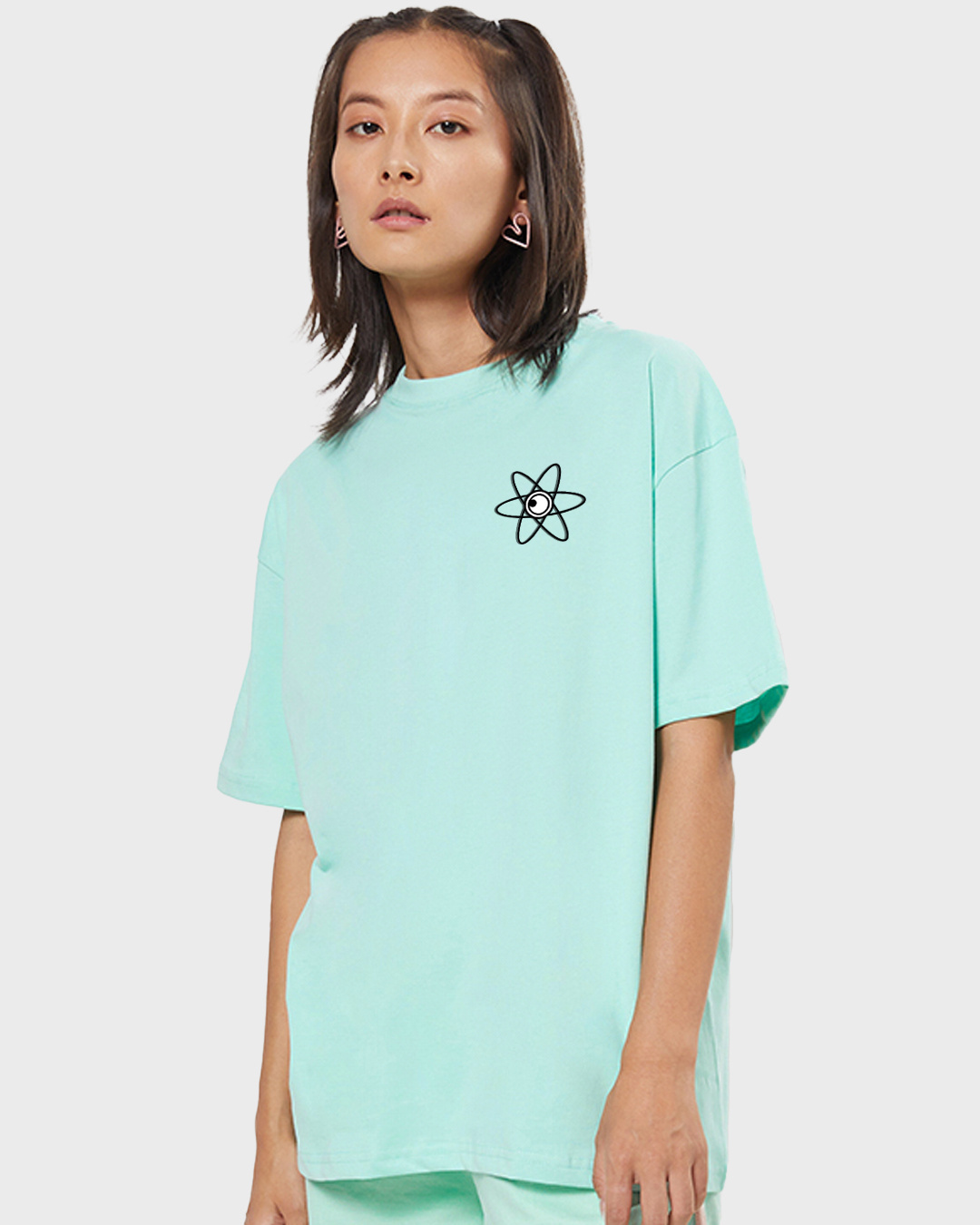 Shop Women's Green Anti Gravity Minion Graphic Printed Oversized T-shirt-Back