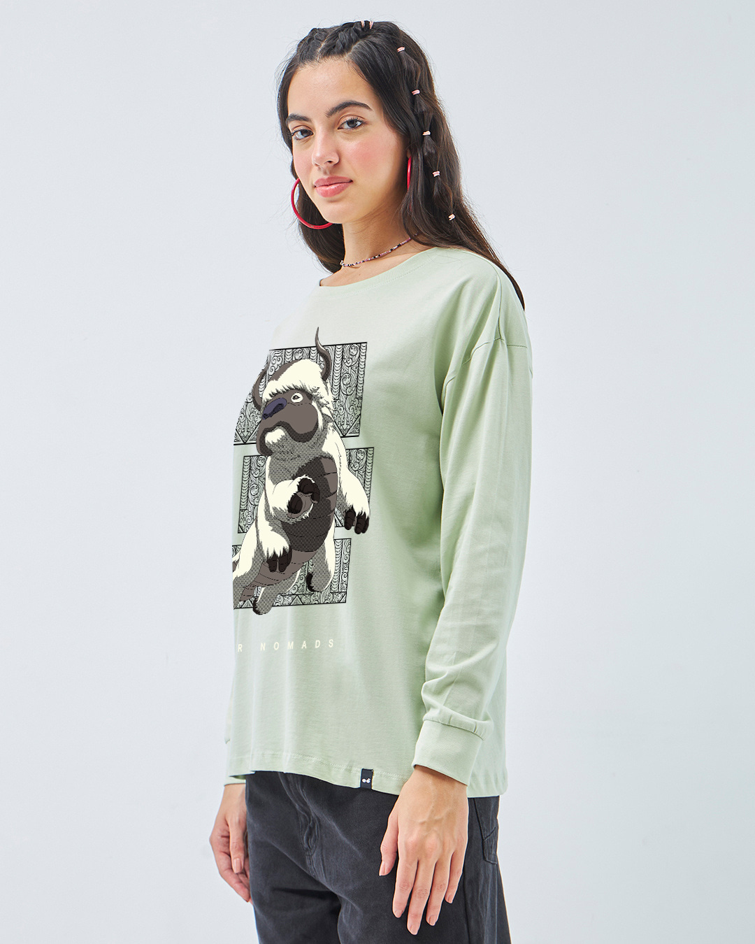 Shop Women's Green Appabison Graphic Printed Oversized T-shirt-Back