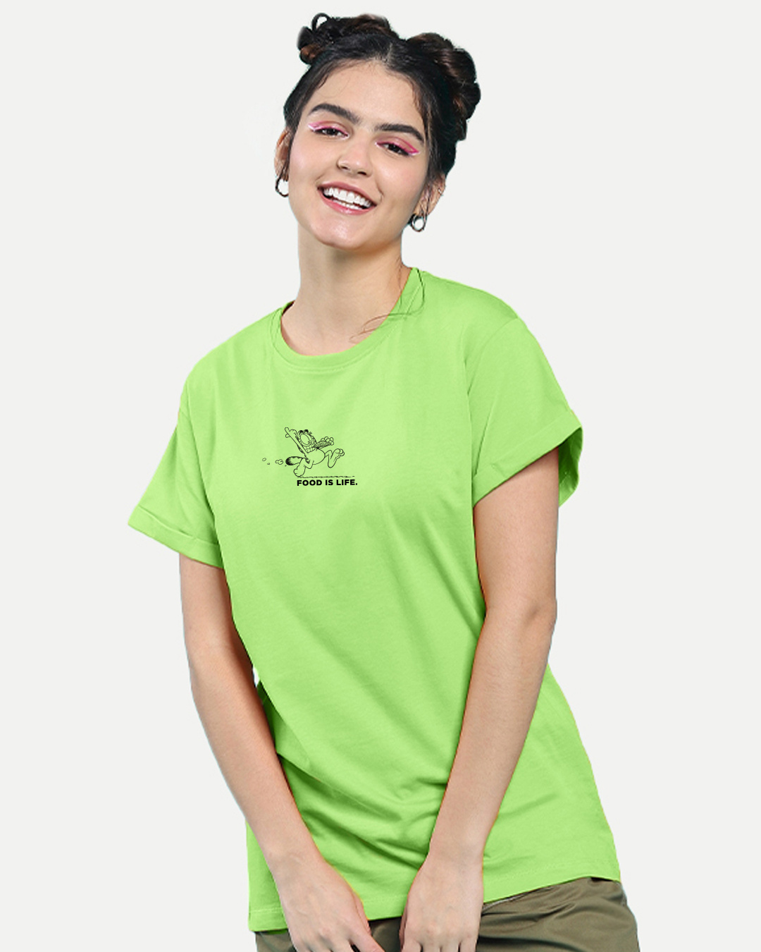 Shop Women's Green Balanced Diet Typography Boyfriend T-shirt-Back