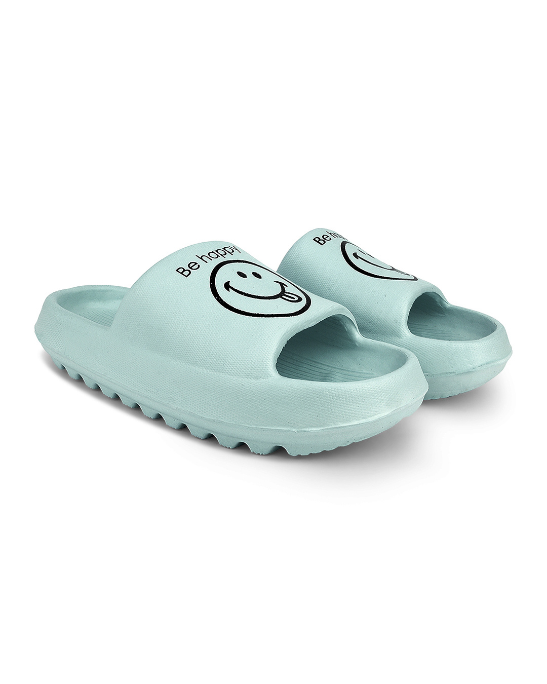 Shop Women's Green Be Happy Printed Sliders-Back