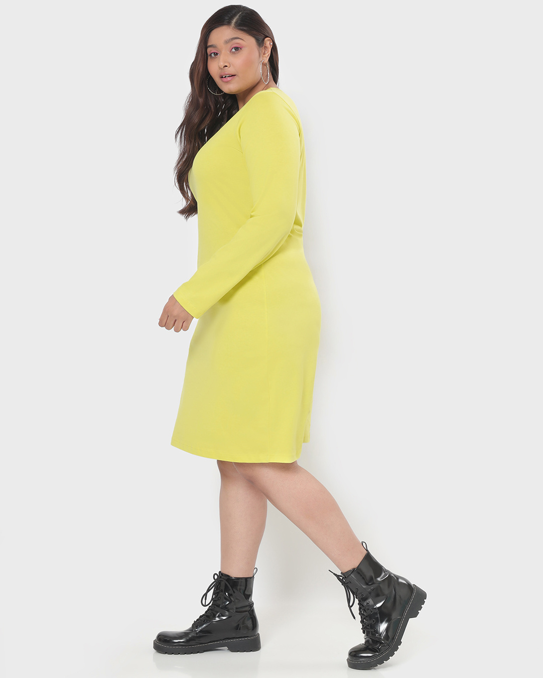 Shop Women's Green & Black Color Block Plus Size Slim Fit Dress-Back