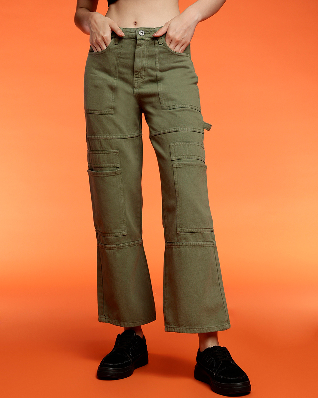Shop Women's Green Carpenter Jeans-Back
