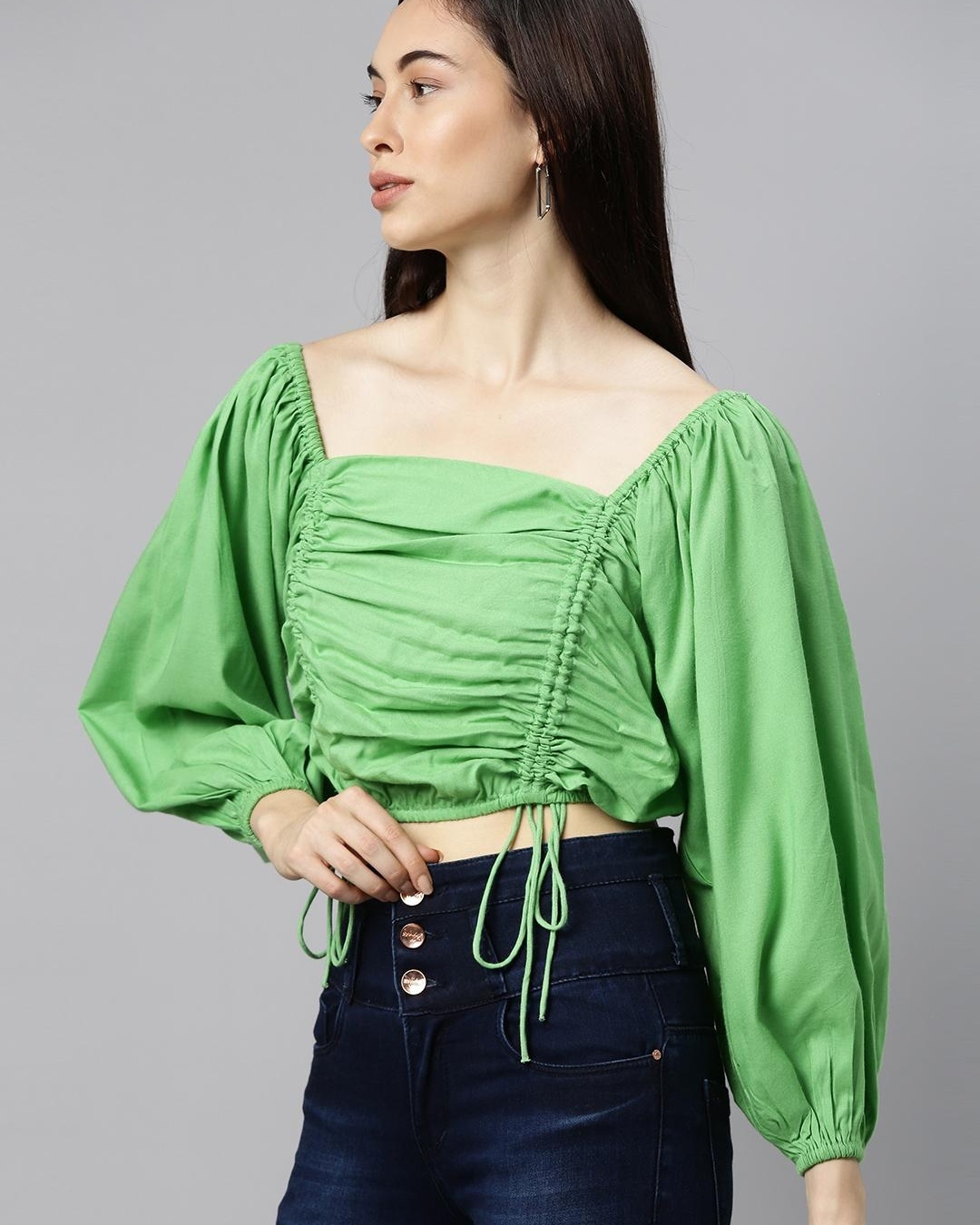 Shop Women's Green Crop Top-Back