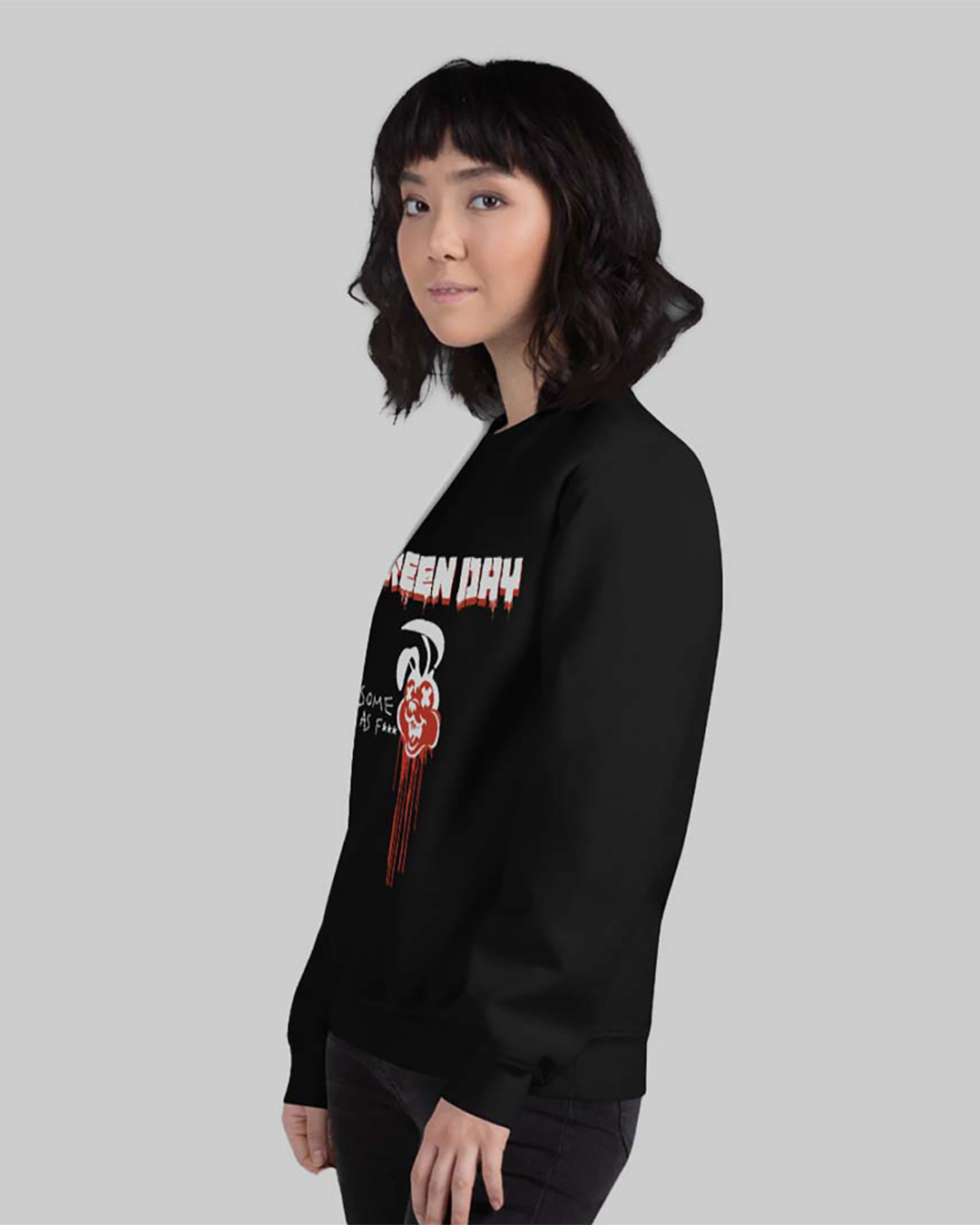 Shop Women's Black Green Day Printed Regular Fit Sweatshirt-Back