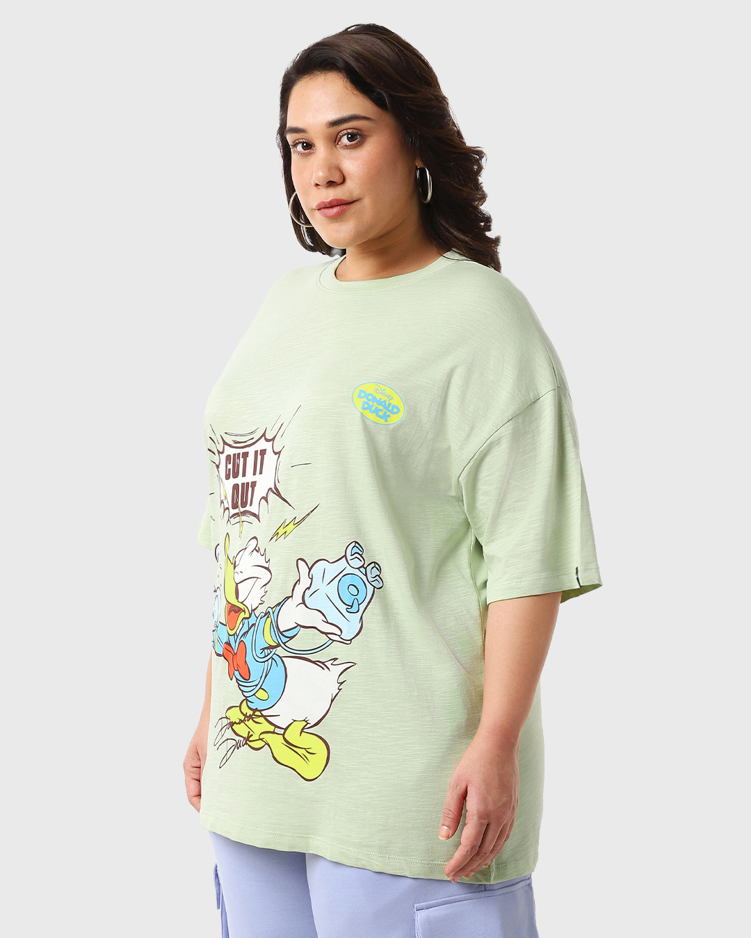 Shop Women's Green Donald Duck Oversized Plus Size T-shirt-Back