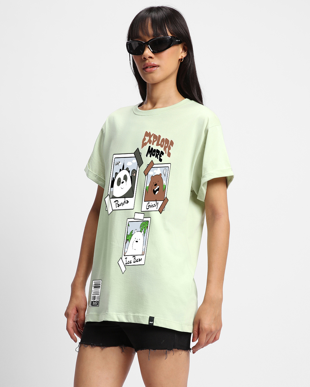 Shop Women's Green Explore More Graphic Printed Boyfriend T-shirt-Back