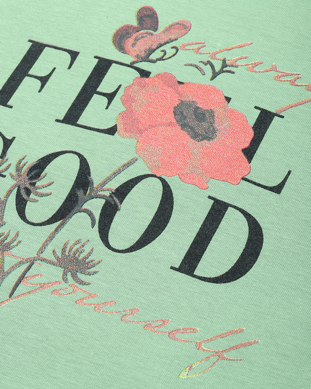 Shop Women's Green Feel Good Typography Oversized T-shirt-Back