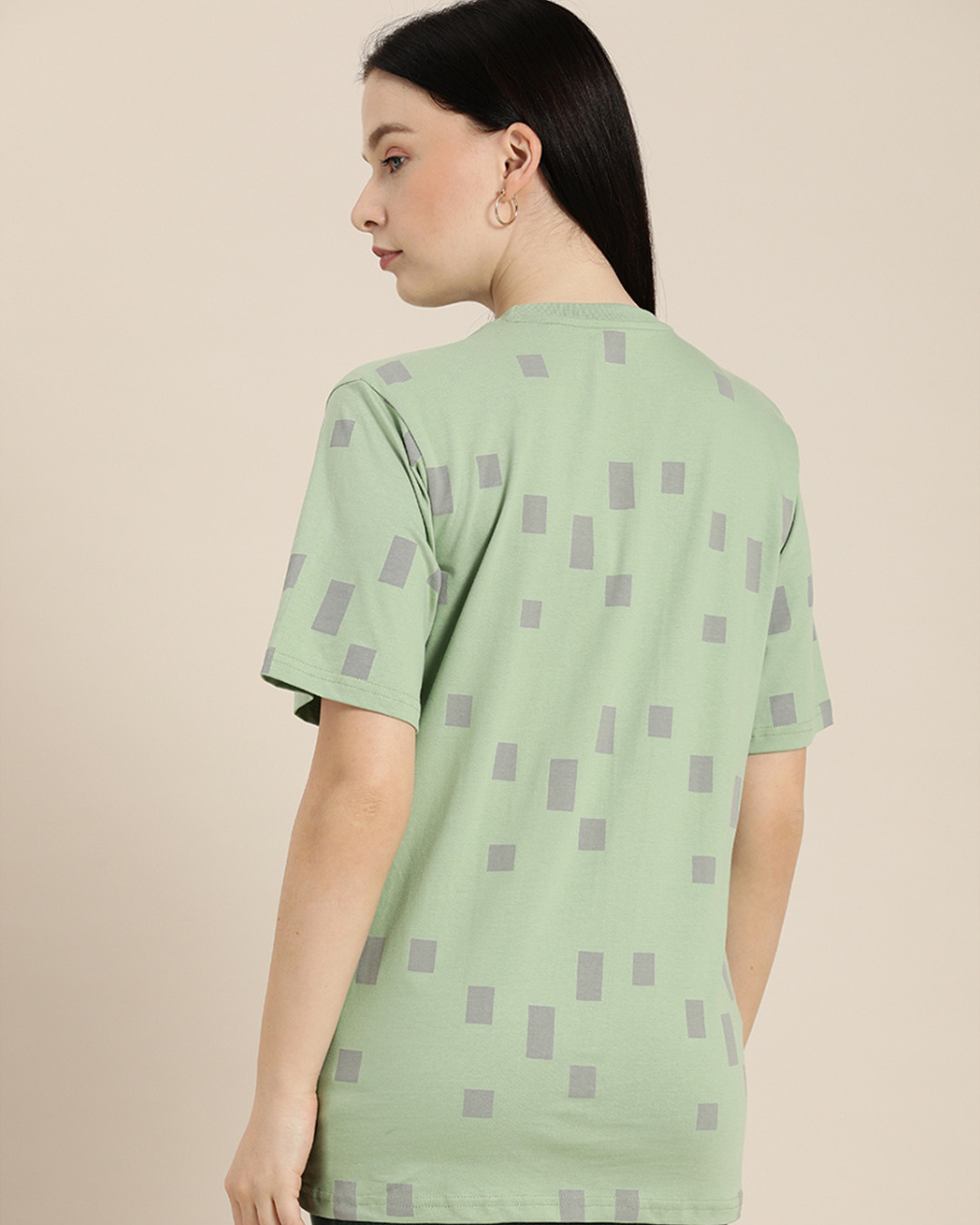 Shop Women's Green Graphic Oversized T-shirt-Back