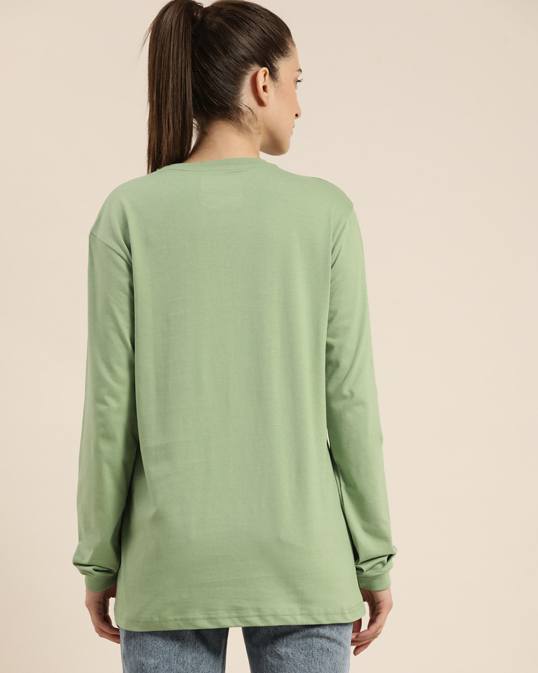 Shop Women's Green Graphic Print Oversized T-shirt-Back