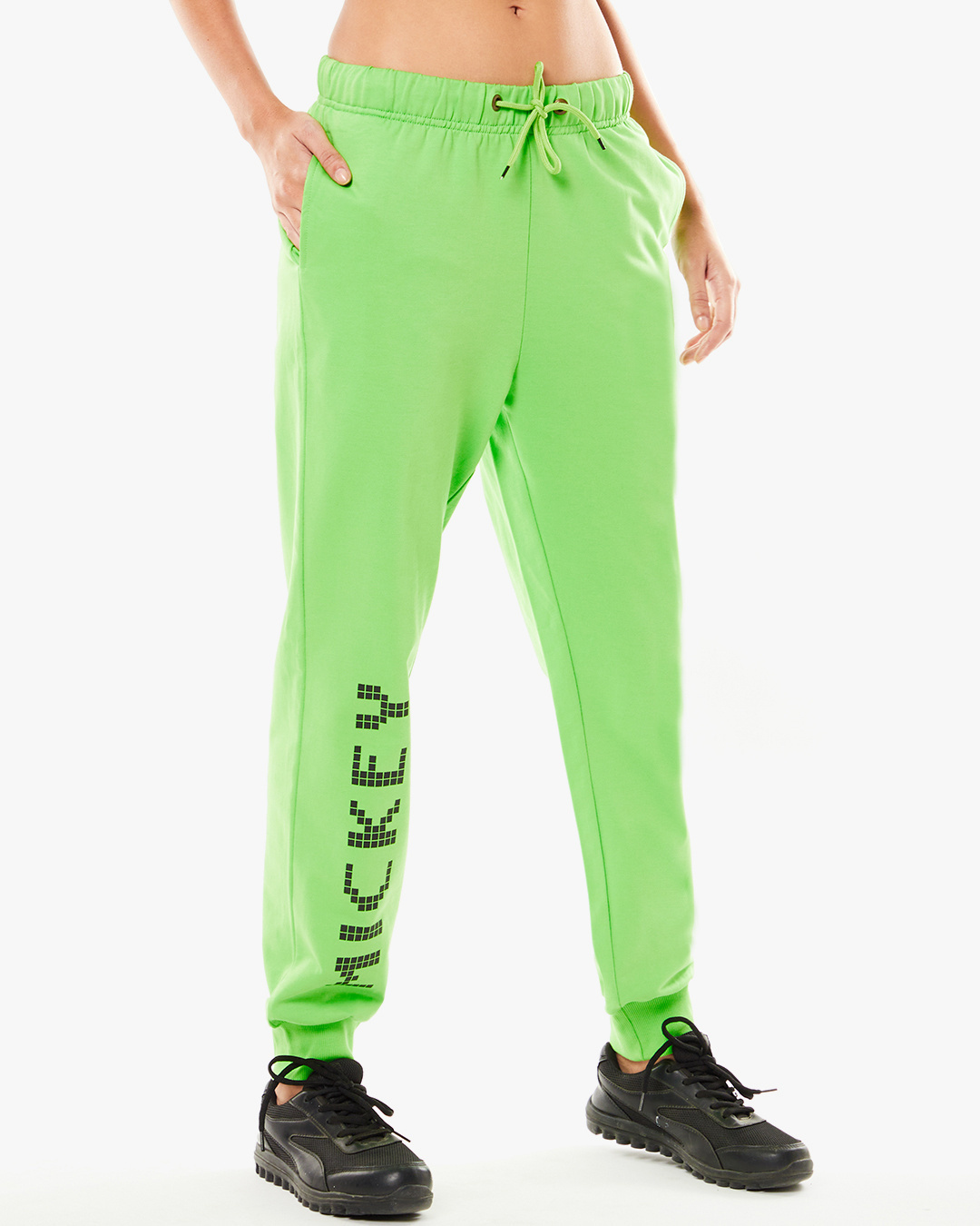 Shop Women's Green Mickey Typography Joggers-Back