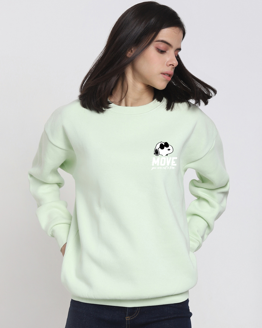 Shop Women's Green Move On Graphic Printed Oversized Sweatshirt-Back