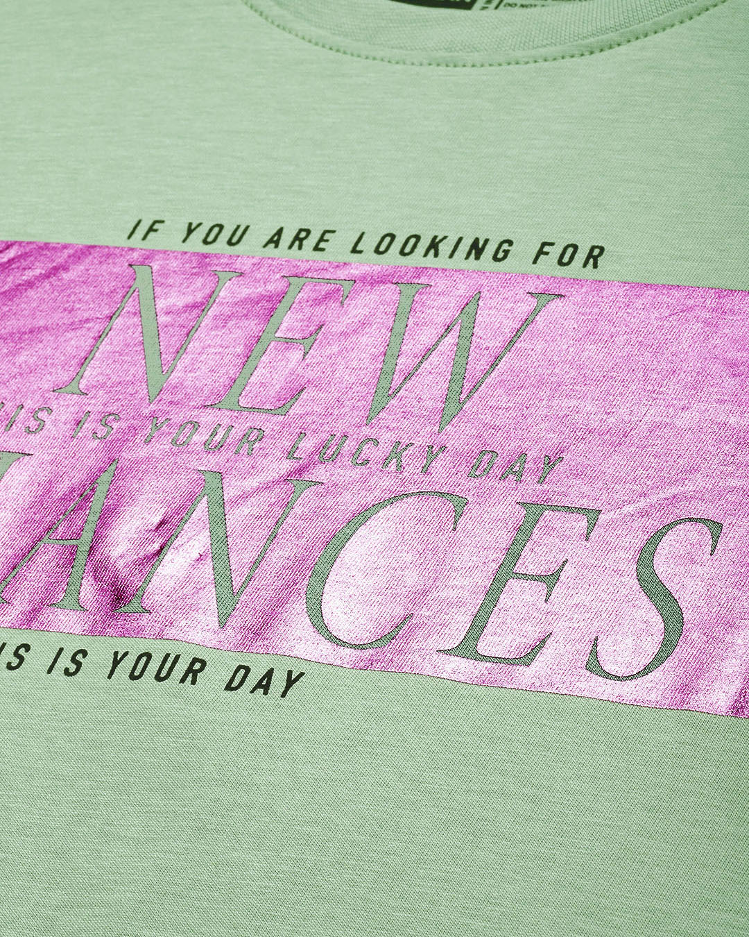 Shop Women's Green New Chances Typography Oversized T-shirt-Back