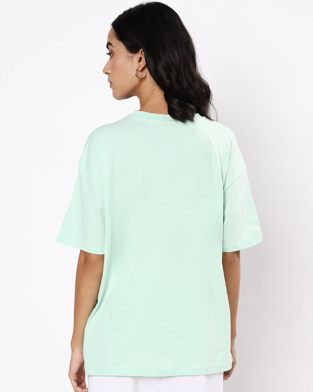 Shop Women's Green No Prince, No Problem Graphic Printed Oversized T-shirt-Back