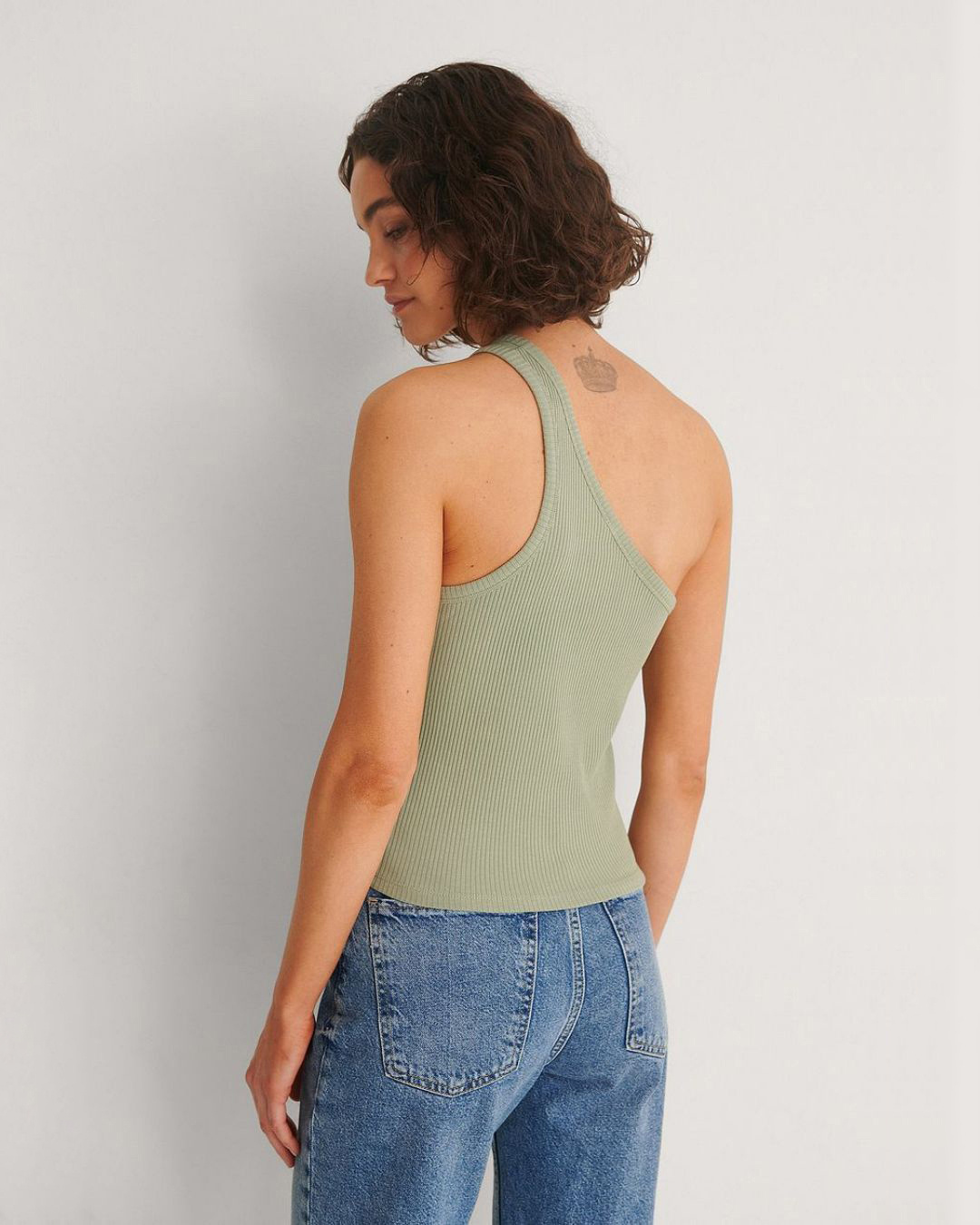 Shop Women's Green One Shoulder Top-Back