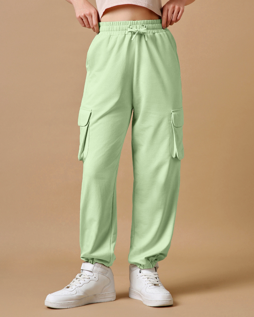Shop Women's Green Oversized Cargo Joggers-Back