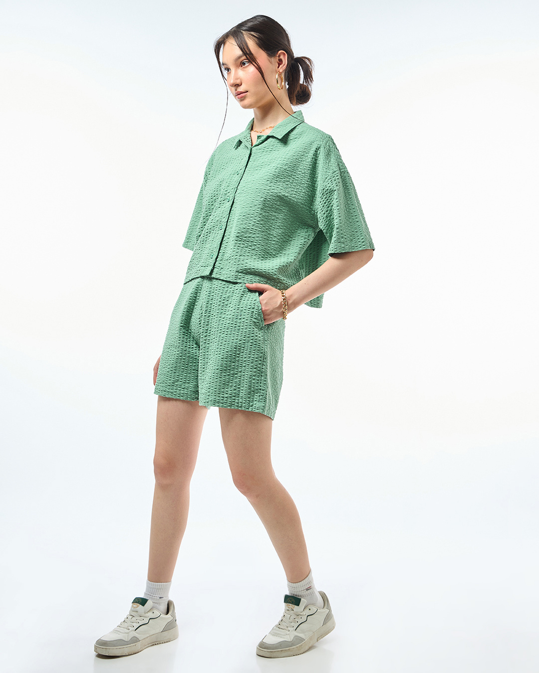 Shop Women's Green Oversized Co-ordinates-Back