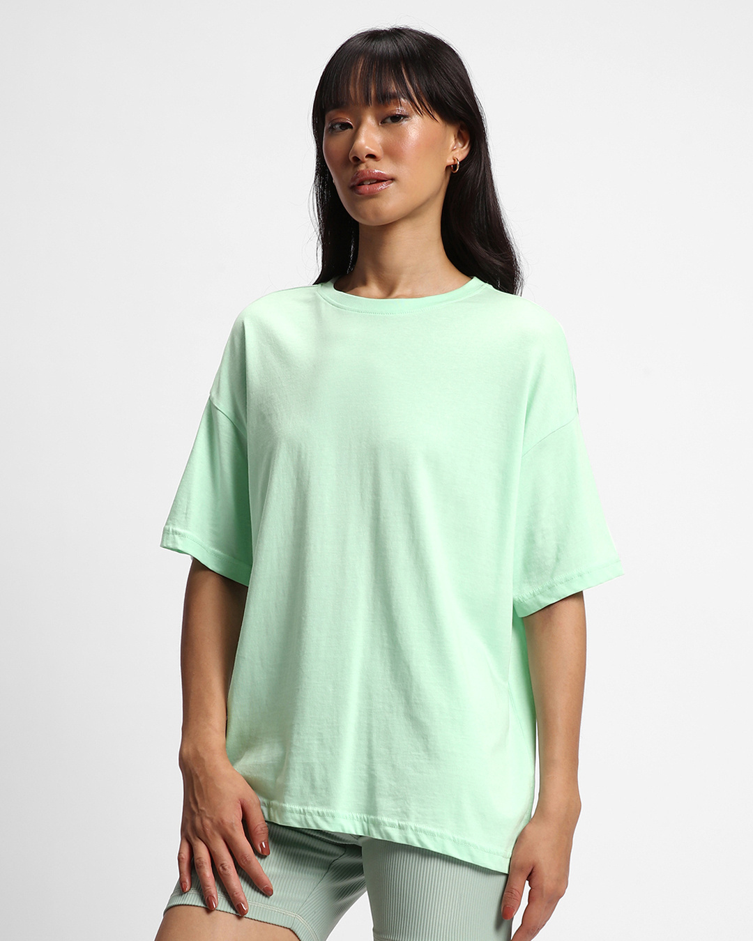 Shop Women's Green Oversized Fit T-shirt-Back